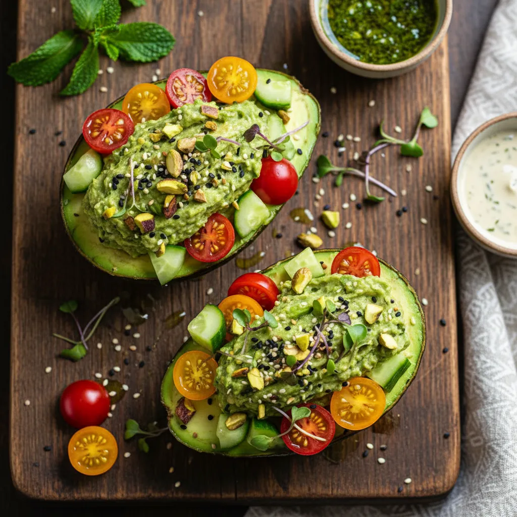 Savory Matcha & Spirulina Stuffed Avocado Boats