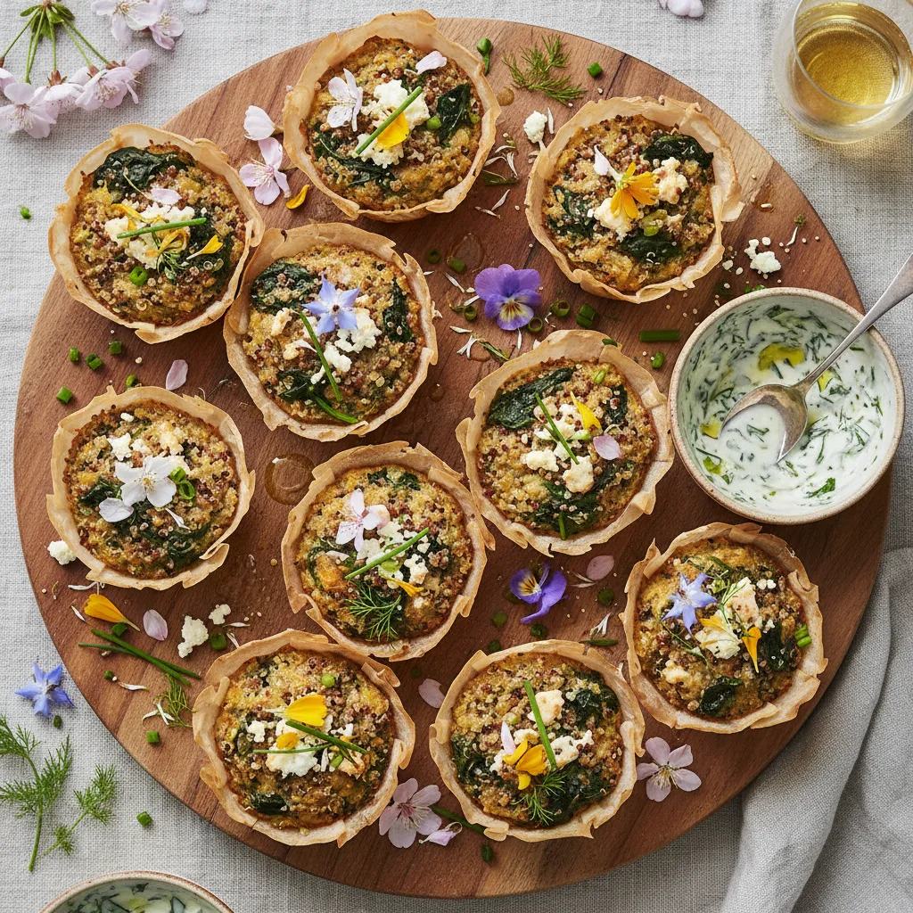 Savory May Blossom Baked Quinoa Feta Cups