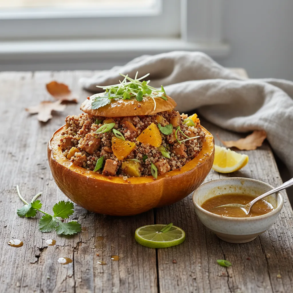 Savory Miso Citrus Quinoa-Stuffed Acorn Squash
