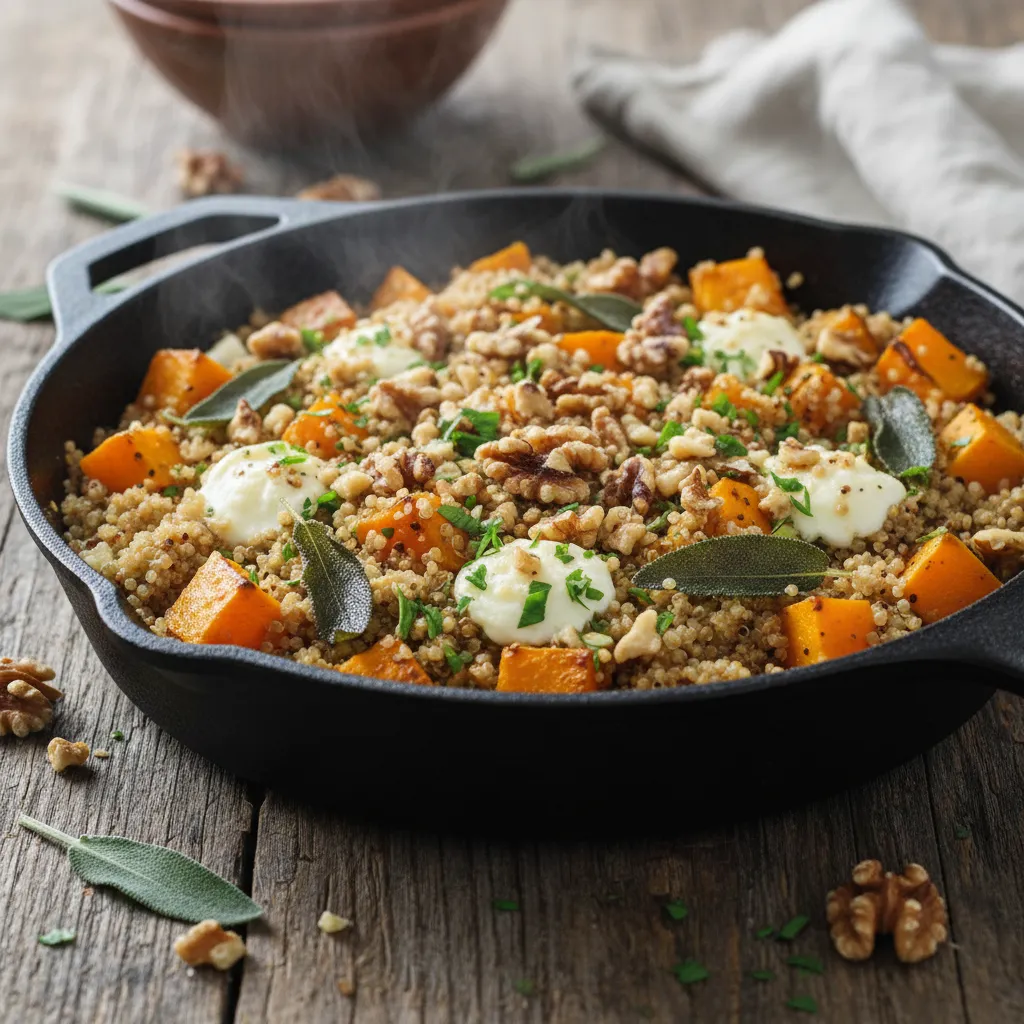 Savory Pumpkin Sage Quinoa Skillet with Toasted Walnuts