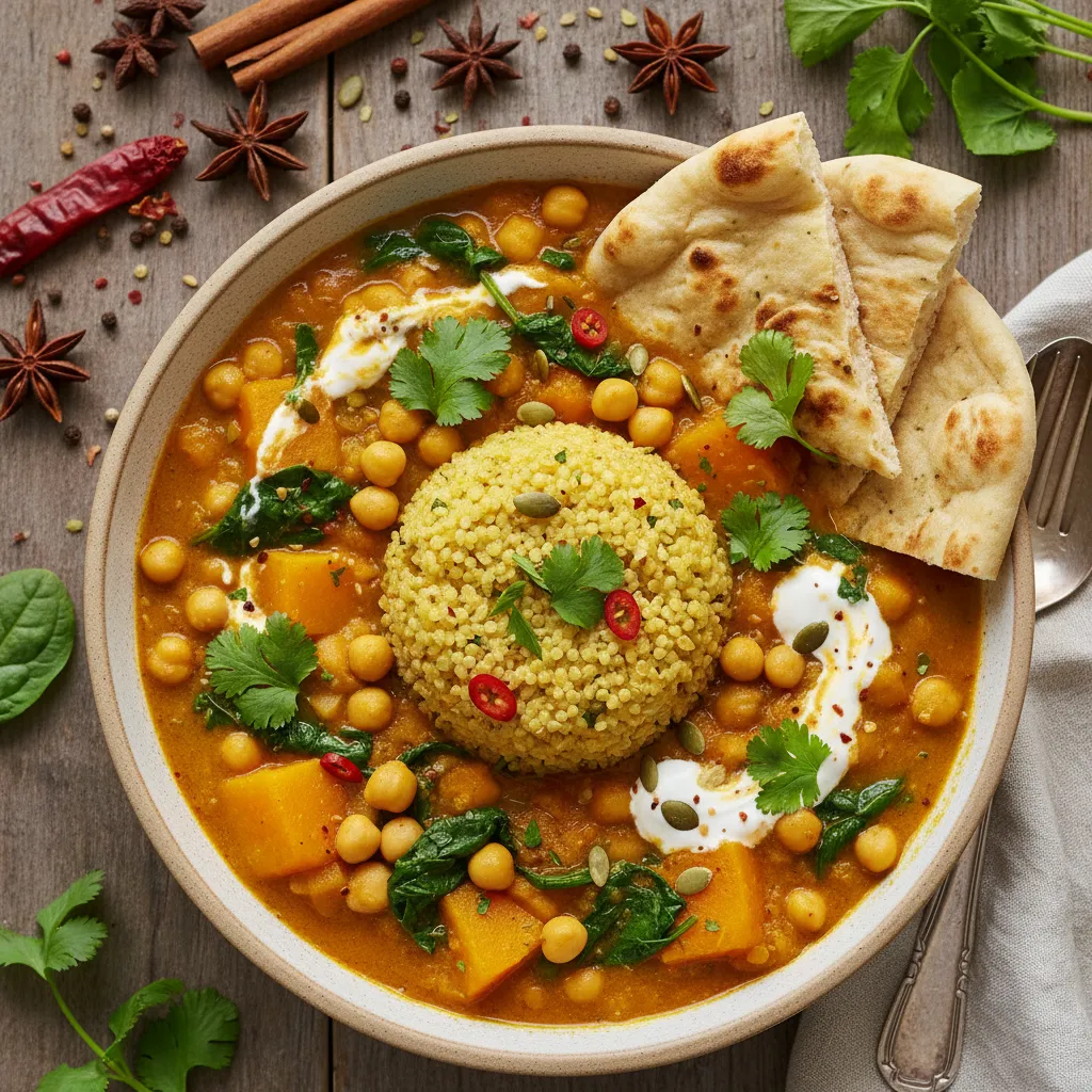 Savory Pumpkin and Chickpea Curry with Quinoa and Turmeric