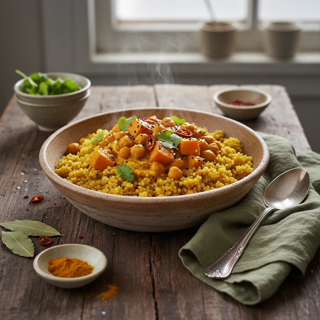 Savory Pumpkin and Chickpea Curry with Quinoa and Turmeric