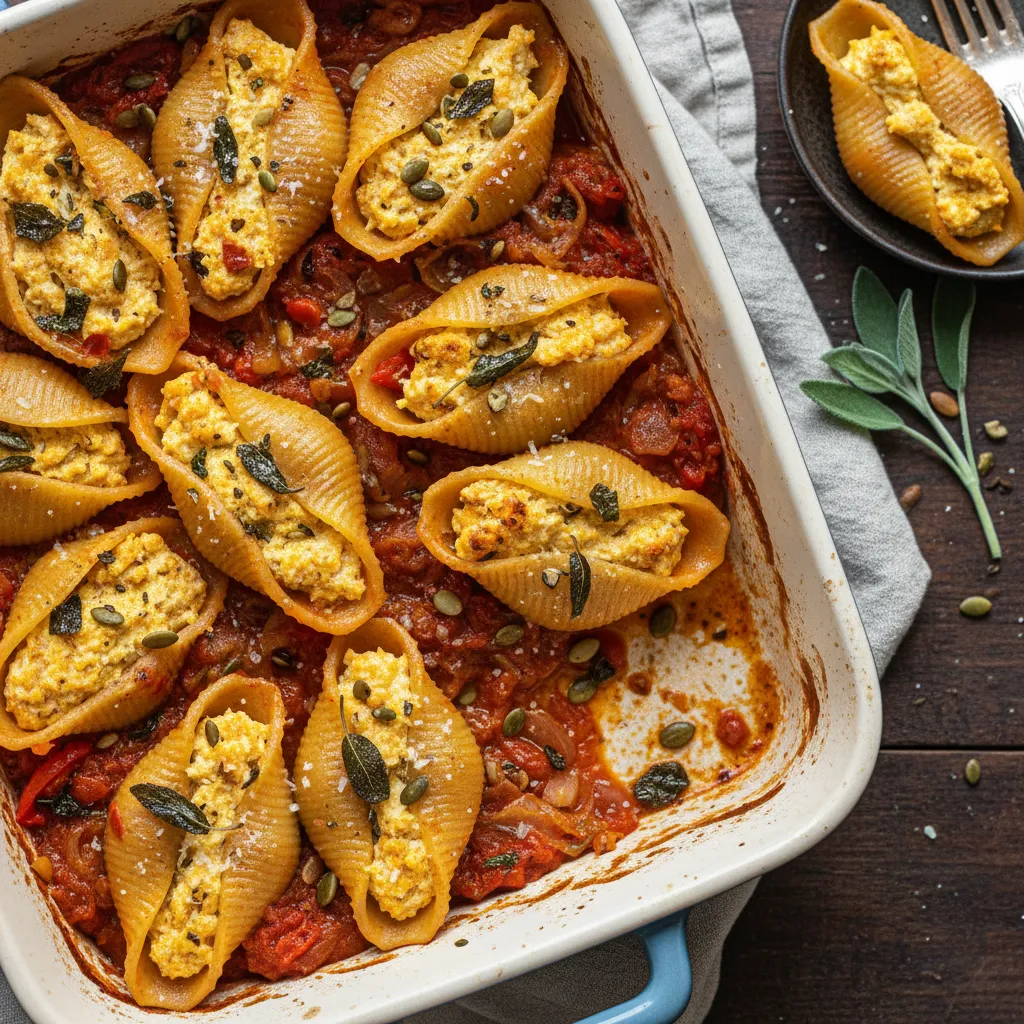 Savory Pumpkin and Sage Ricotta Stuffed Shells