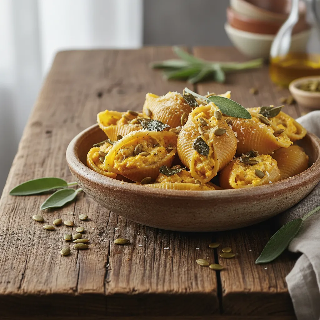 Savory Pumpkin and Sage Ricotta Stuffed Shells