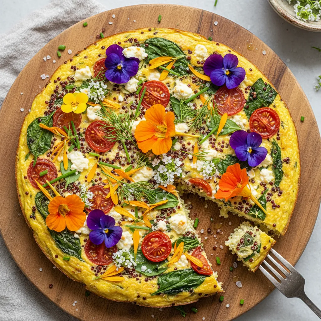 Savory Quinoa & Edible Flower Frittata