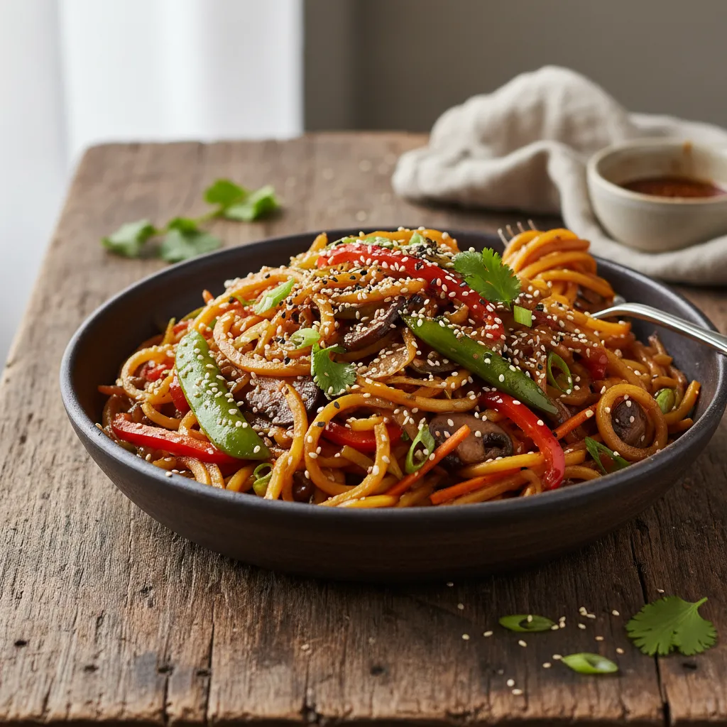 Savory Spaghetti Squash Noodle Stir-Fry with Miso Glaze