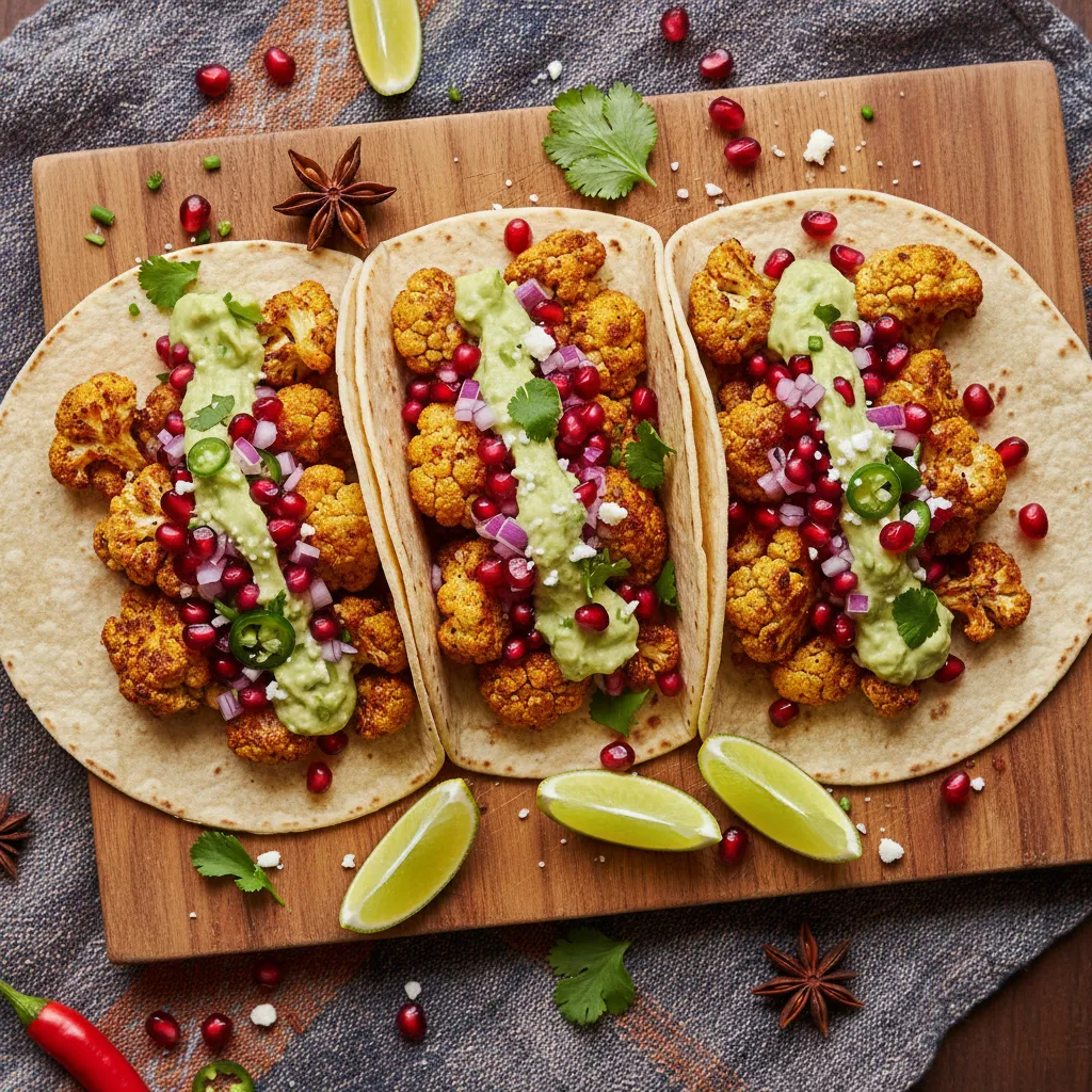 Savory Spiced Cauliflower Tacos with Pomegranate Salsa