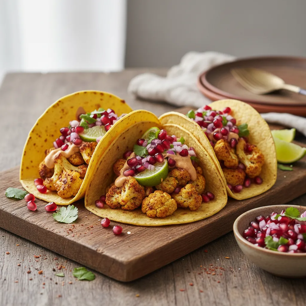 Savory Spiced Cauliflower Tacos with Pomegranate Salsa