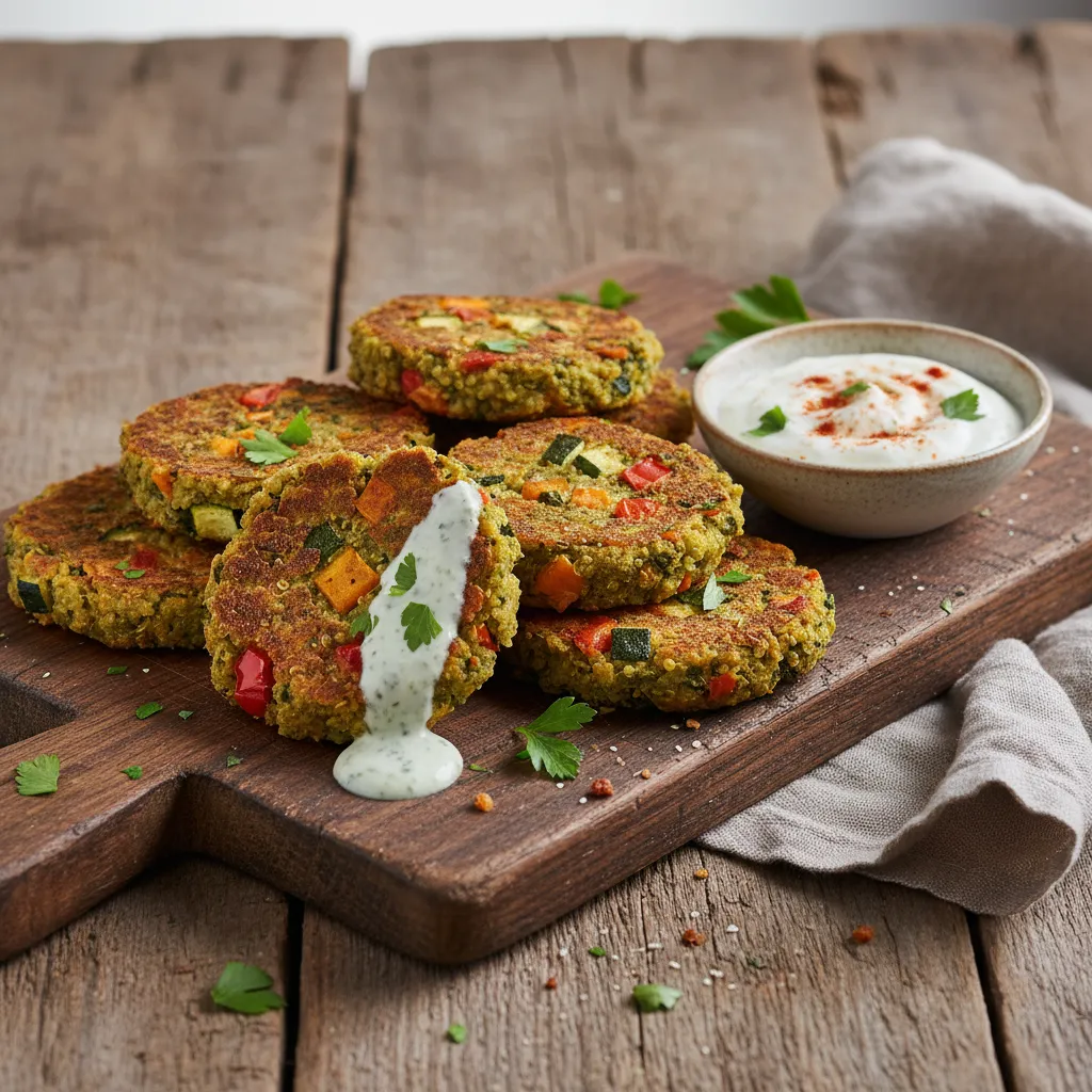 Savory Spirulina and Roasted Vegetable Quinoa Cakes