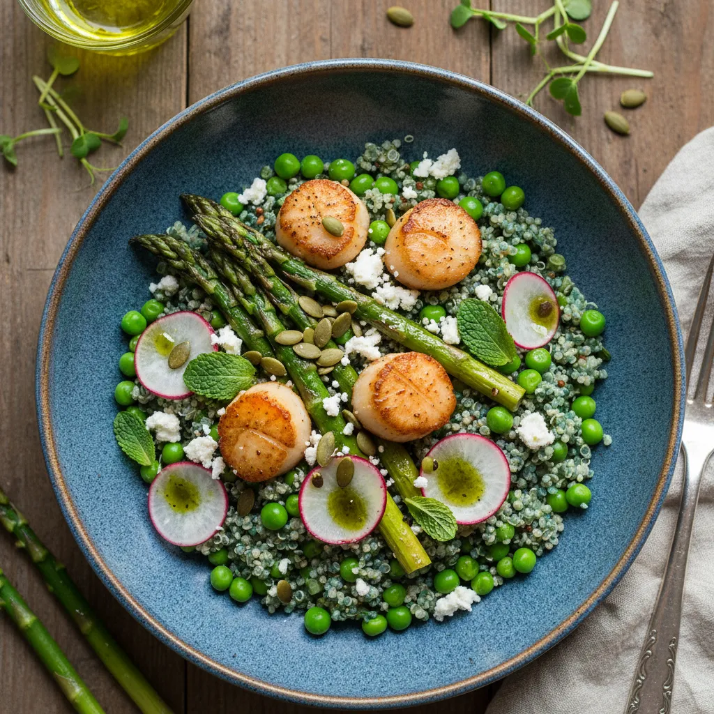 Savory Spirulina and Spring Pea Quinoa Bowl