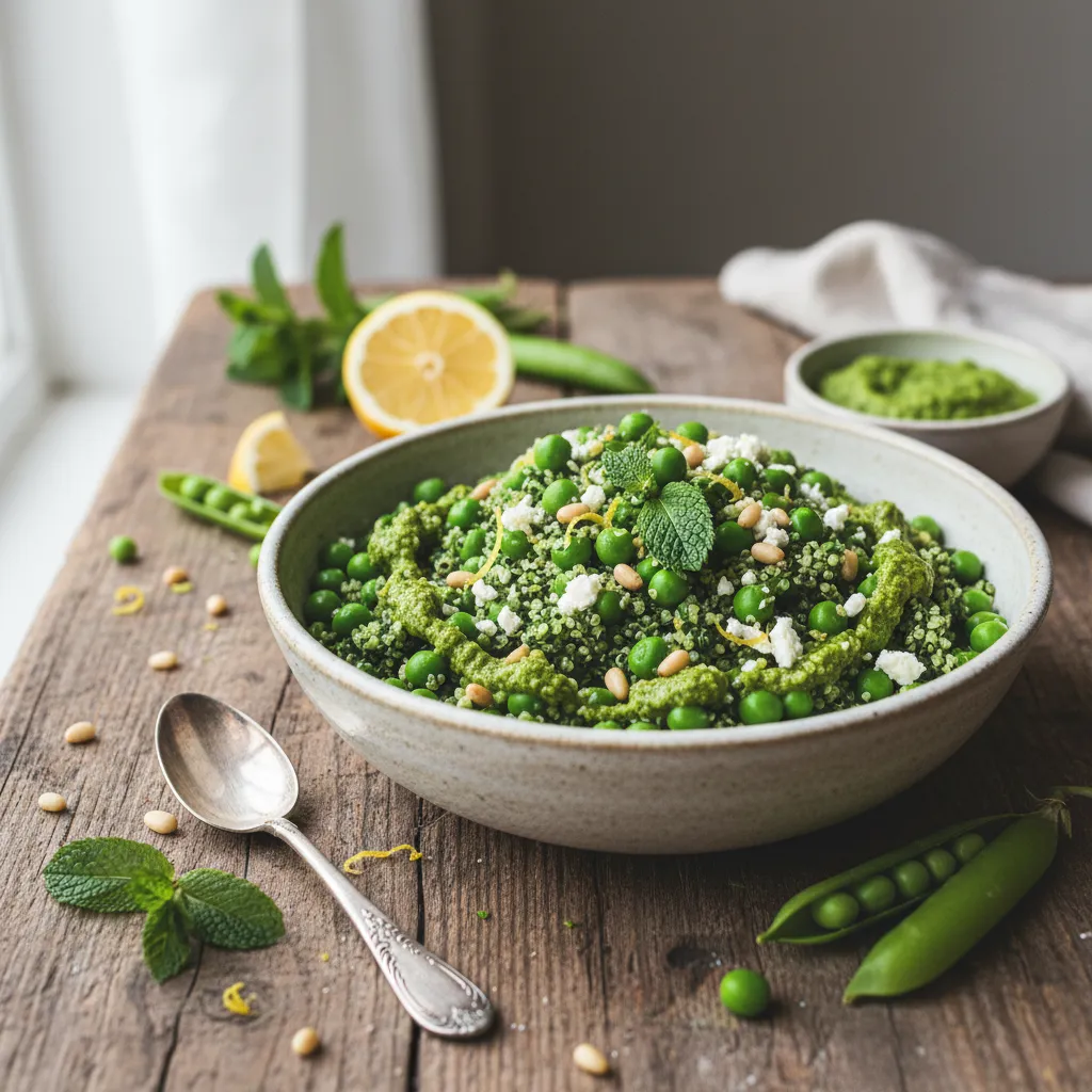 Savory Spirulina and Spring Pea Quinoa Bowl