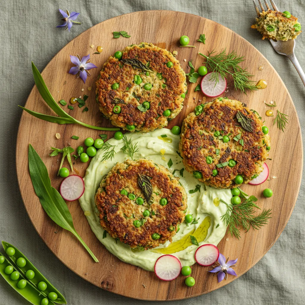 Savory Spring Pea and Wild Garlic Quinoa Cakes