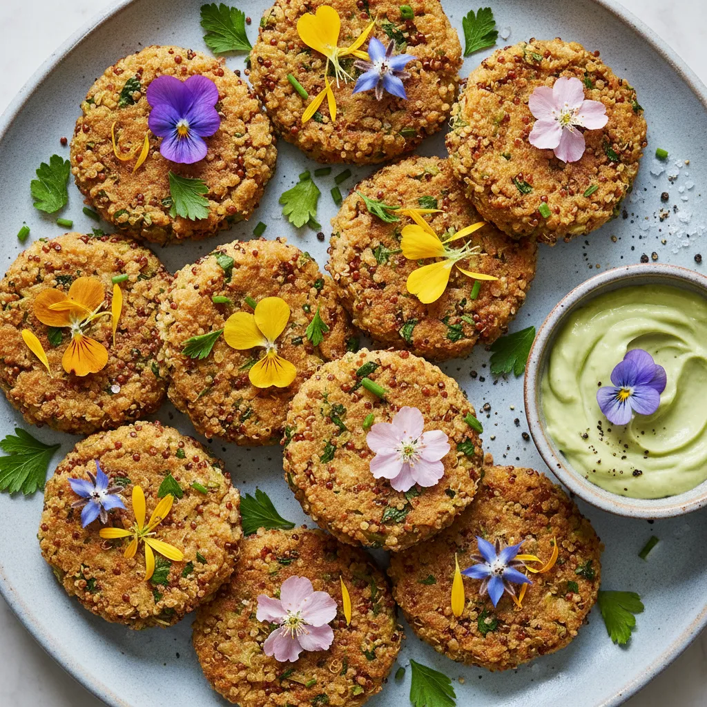 Savory Spring Quinoa Clusters with Edible Flowers