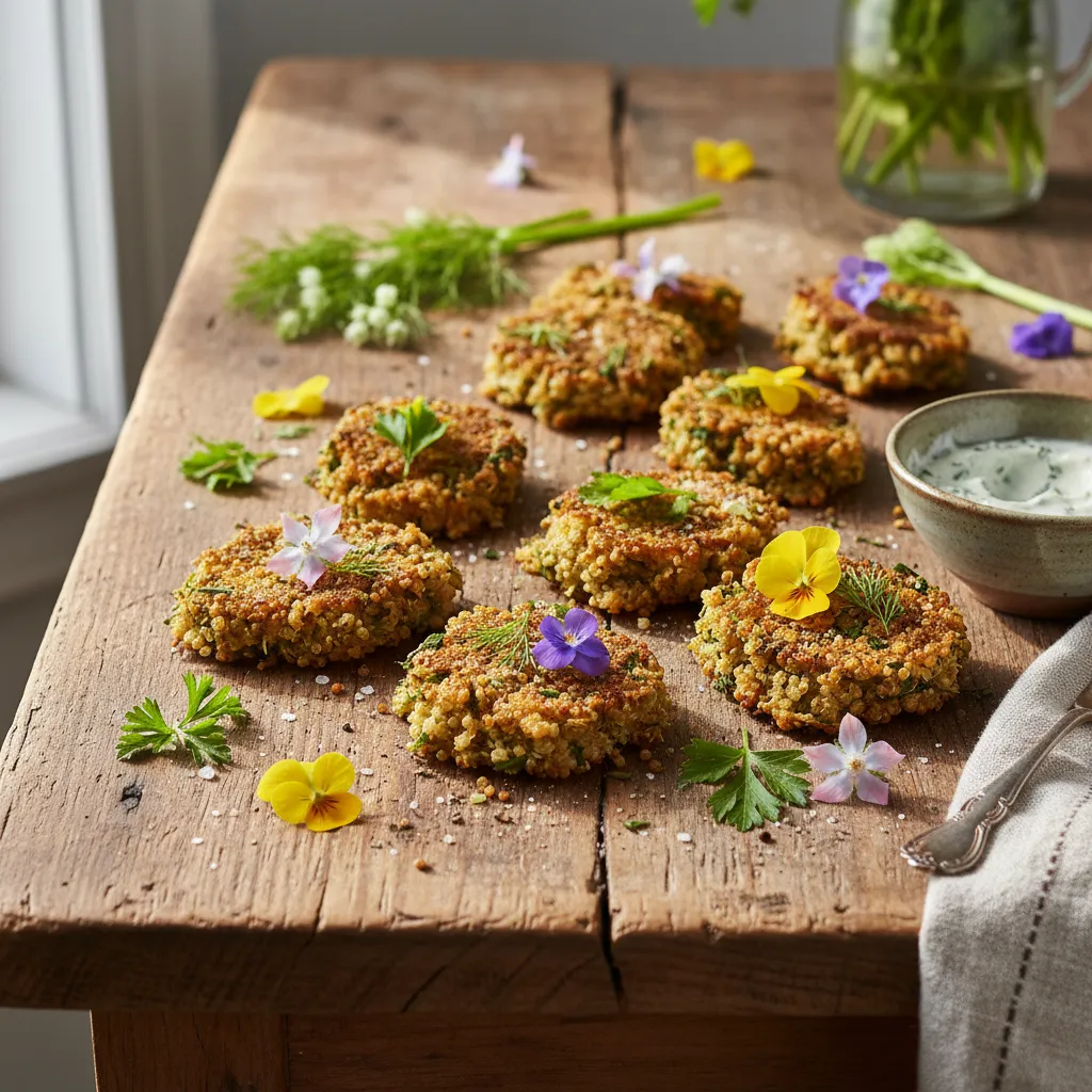 Savory Spring Quinoa Clusters with Edible Flowers