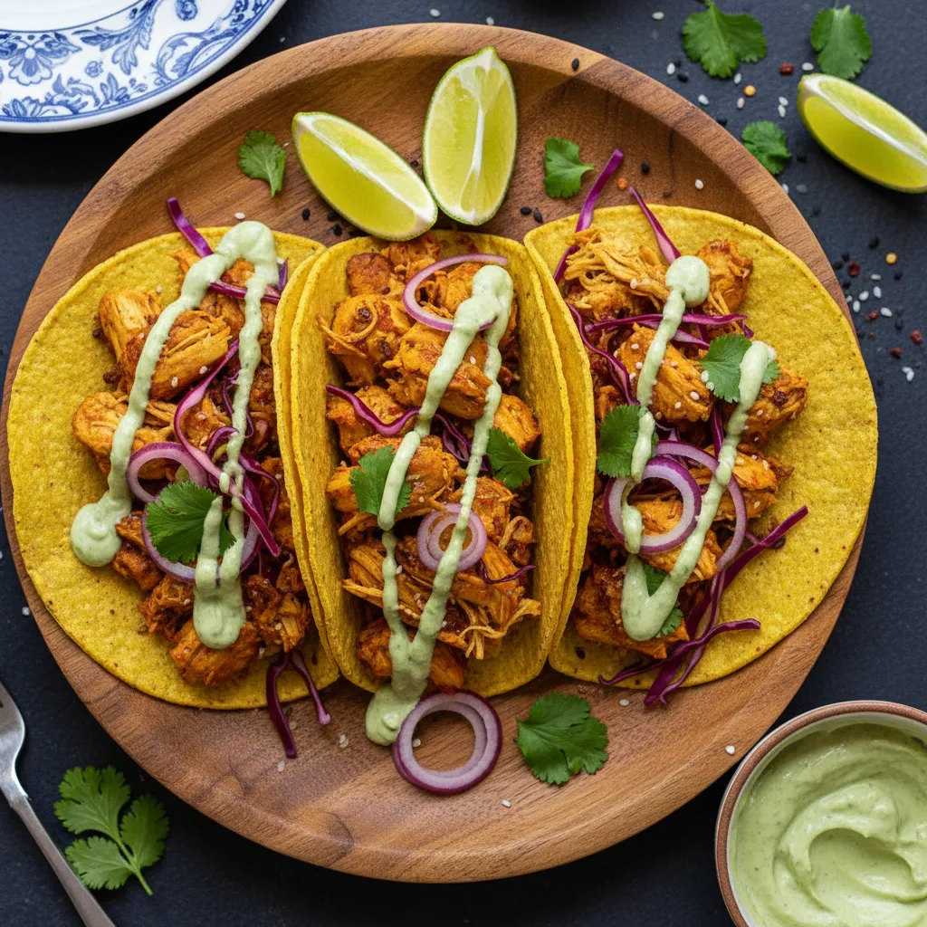 Savory Turmeric Jackfruit Tacos with Avocado Lime Drizzle