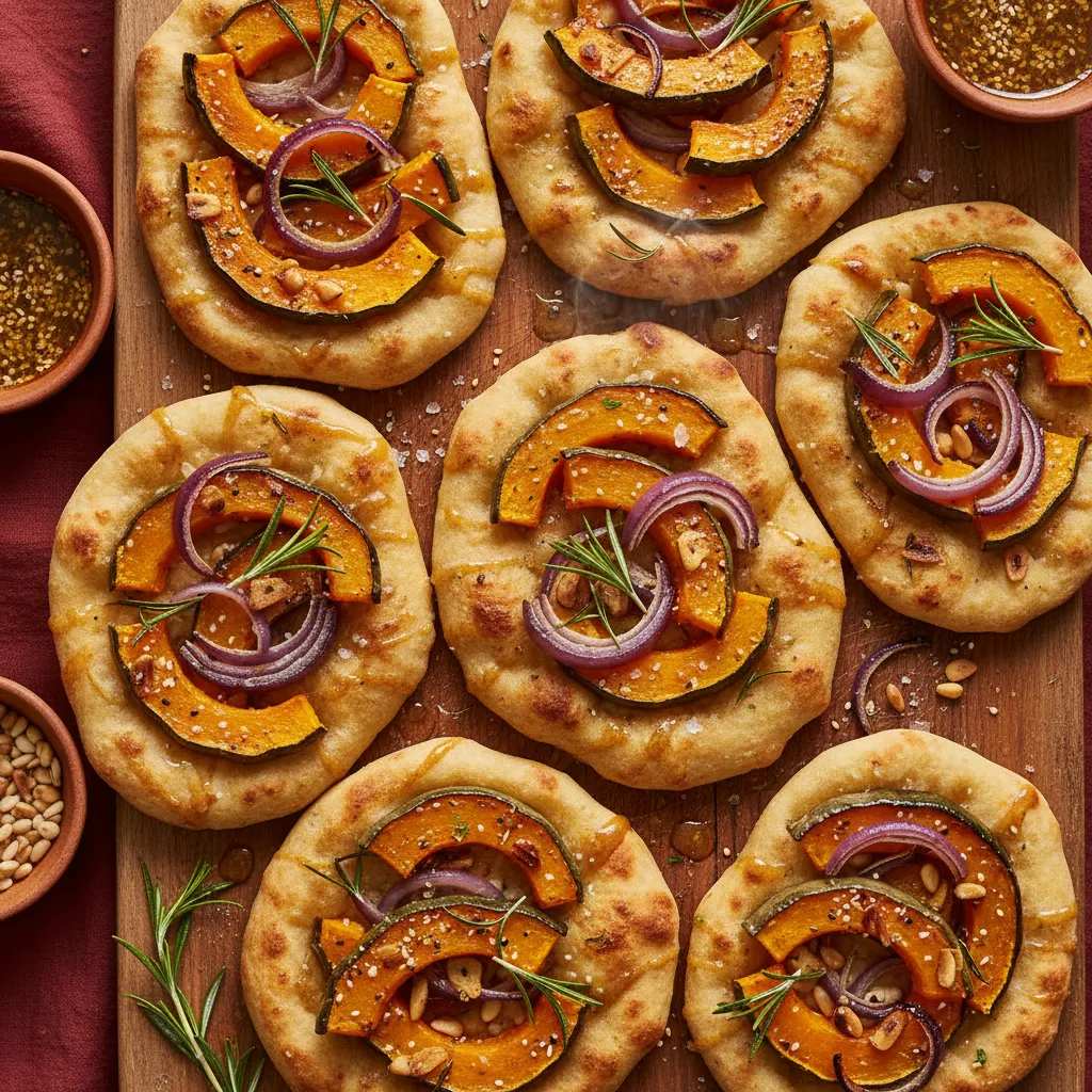 Savory Winter Squash Flatbreads with Miso Garlic Infusion