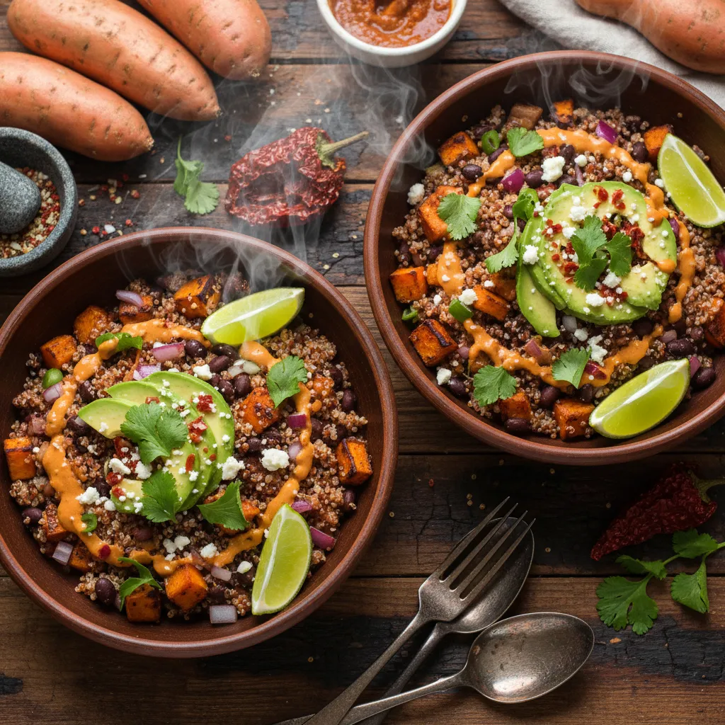 Sizzling Sweet Potato and Chipotle Quinoa Bowls