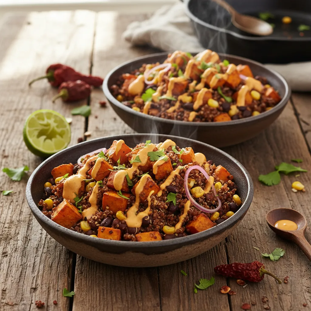 Sizzling Sweet Potato and Chipotle Quinoa Bowls