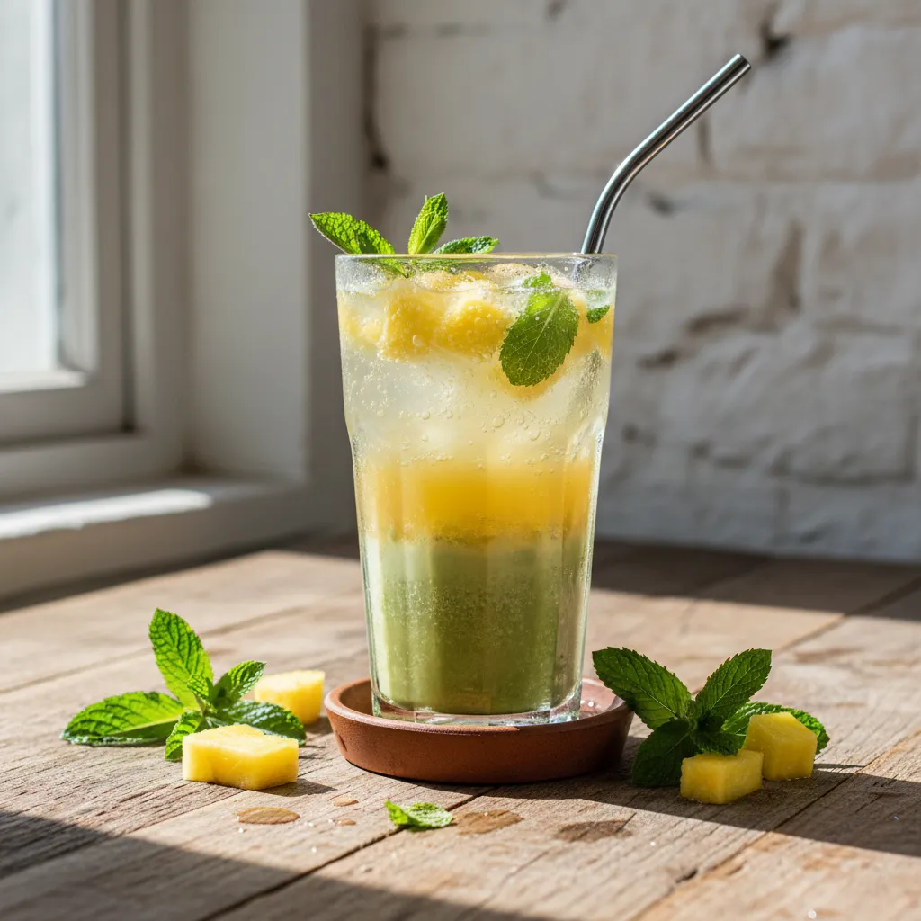 Sparkling Pineapple Mint Matcha Refresh