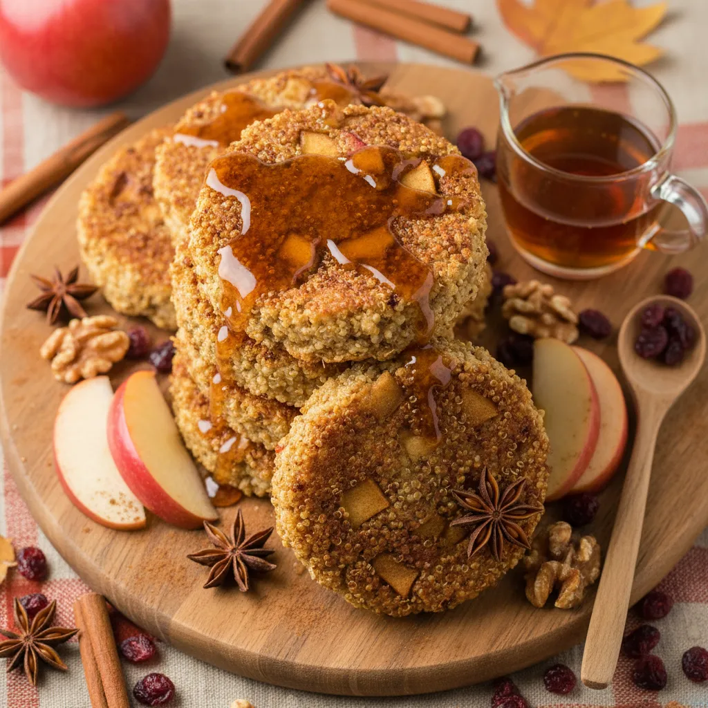 Spiced Apple-Cinnamon Quinoa Cakes with Maple Glaze