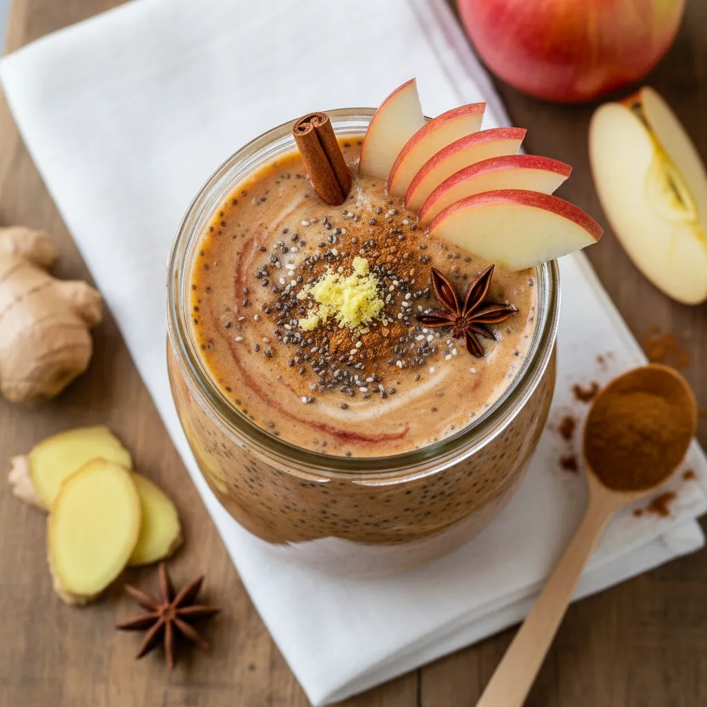 Spiced Apple Cider Smoothie with Ginger and Chia