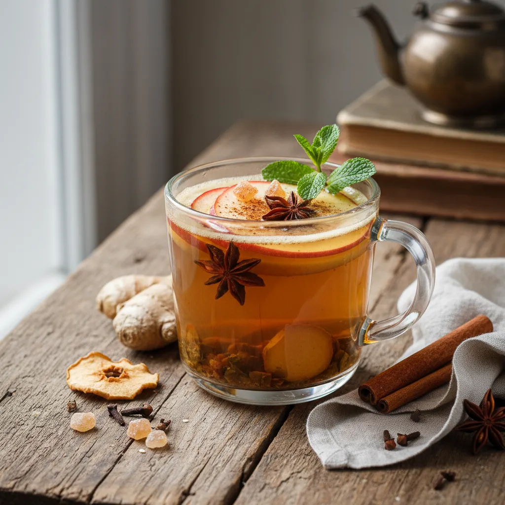 Spiced Apple Green Tea Infusion with Ginger Hints