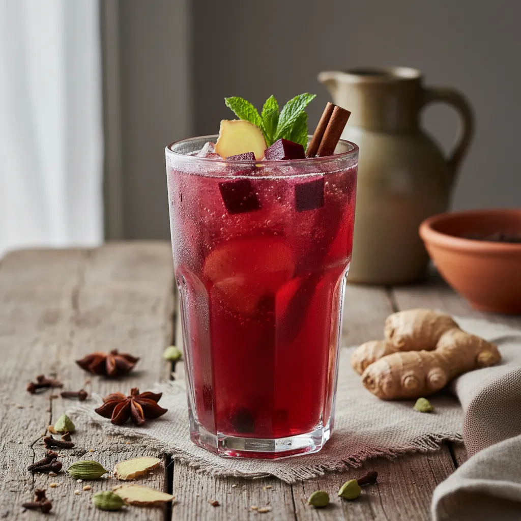 Spiced Beetroot and Ginger Kombucha Fizz