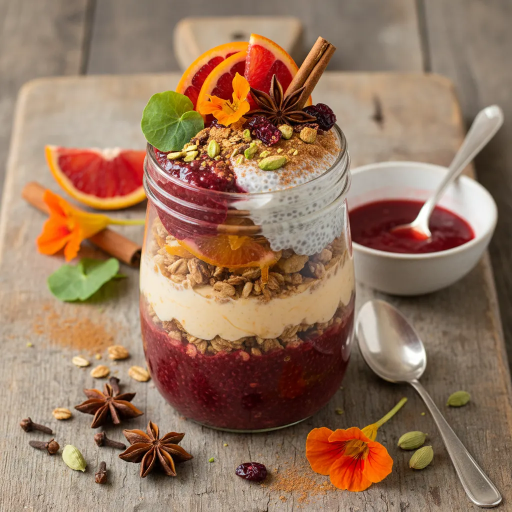 Spiced Blood Orange Chia Pudding Parfait