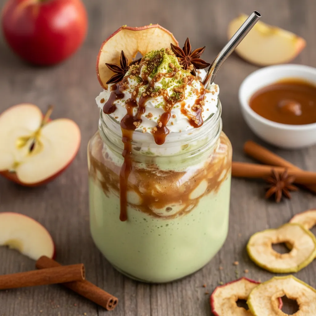 Spiced Caramel Apple Matcha Smoothie