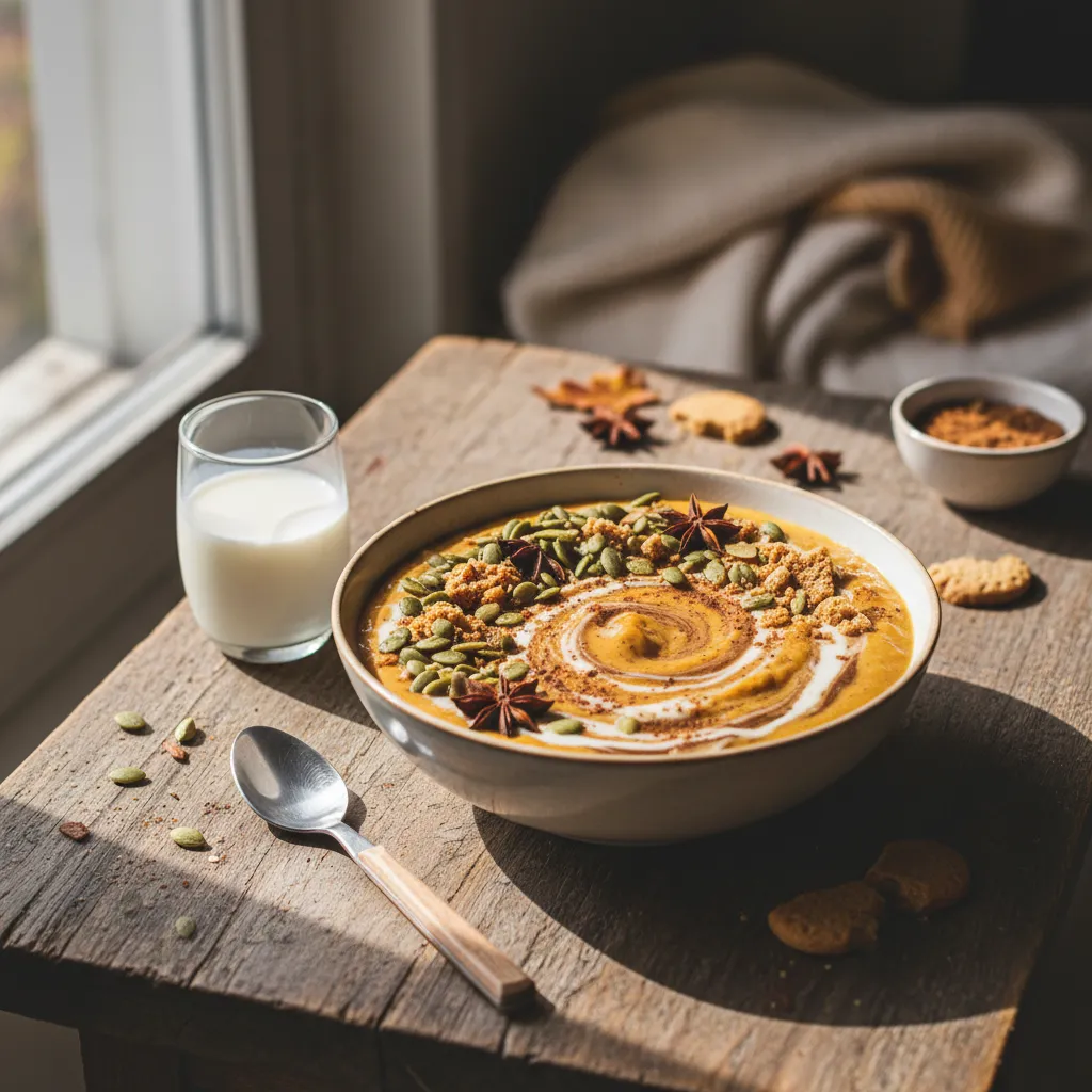Spiced Chai Pumpkin Protein Smoothie Bowl