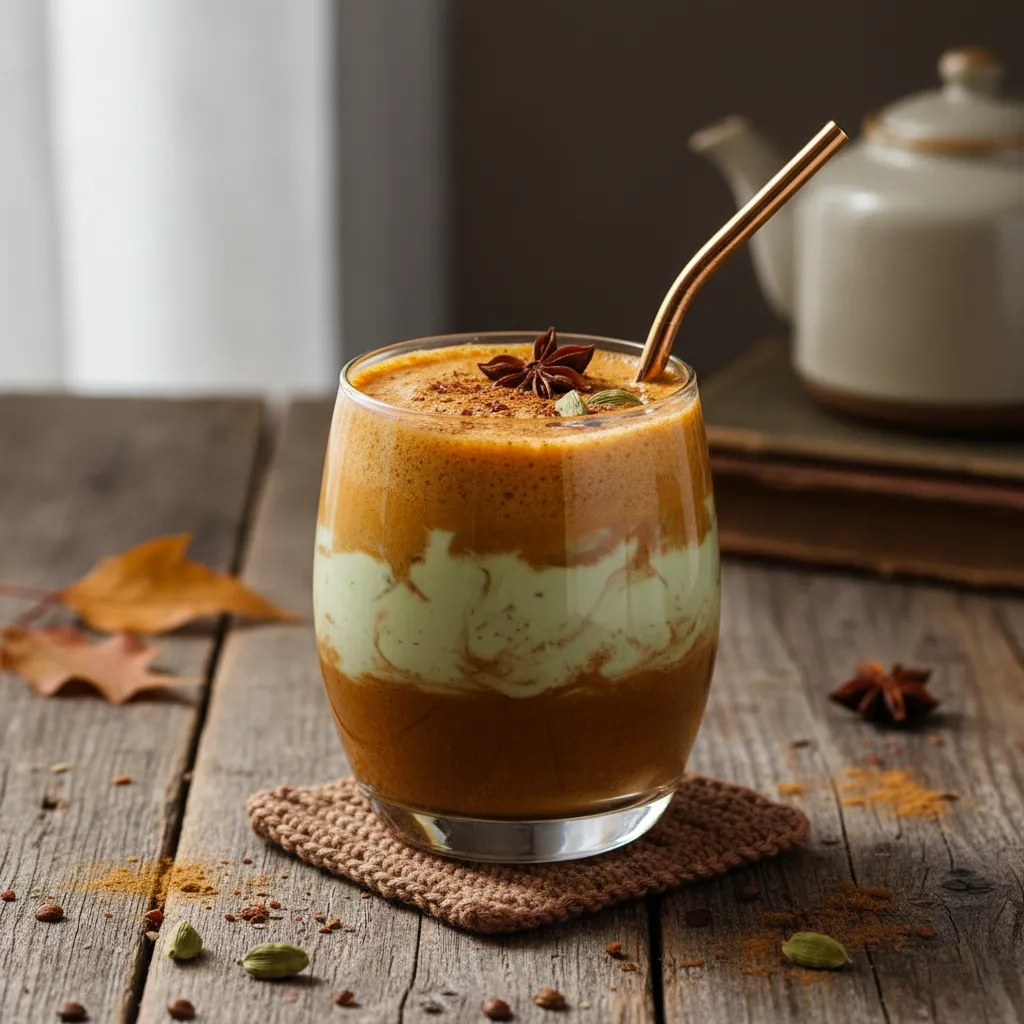 Spiced Chai Pumpkin Spice Smoothie with Matcha Infusion