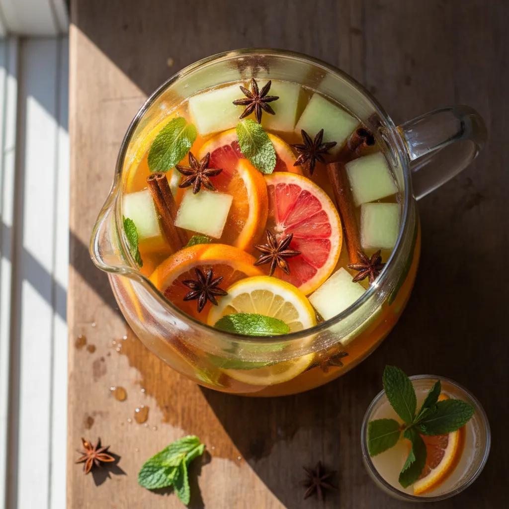Spiced Citrus Honeydew Infusion with Fresh Mint