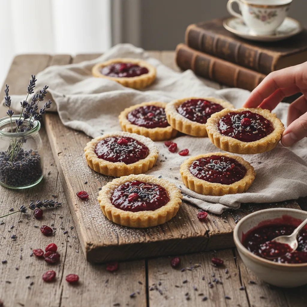 Spiced Cranberry Lavender Chia Jam Tarts