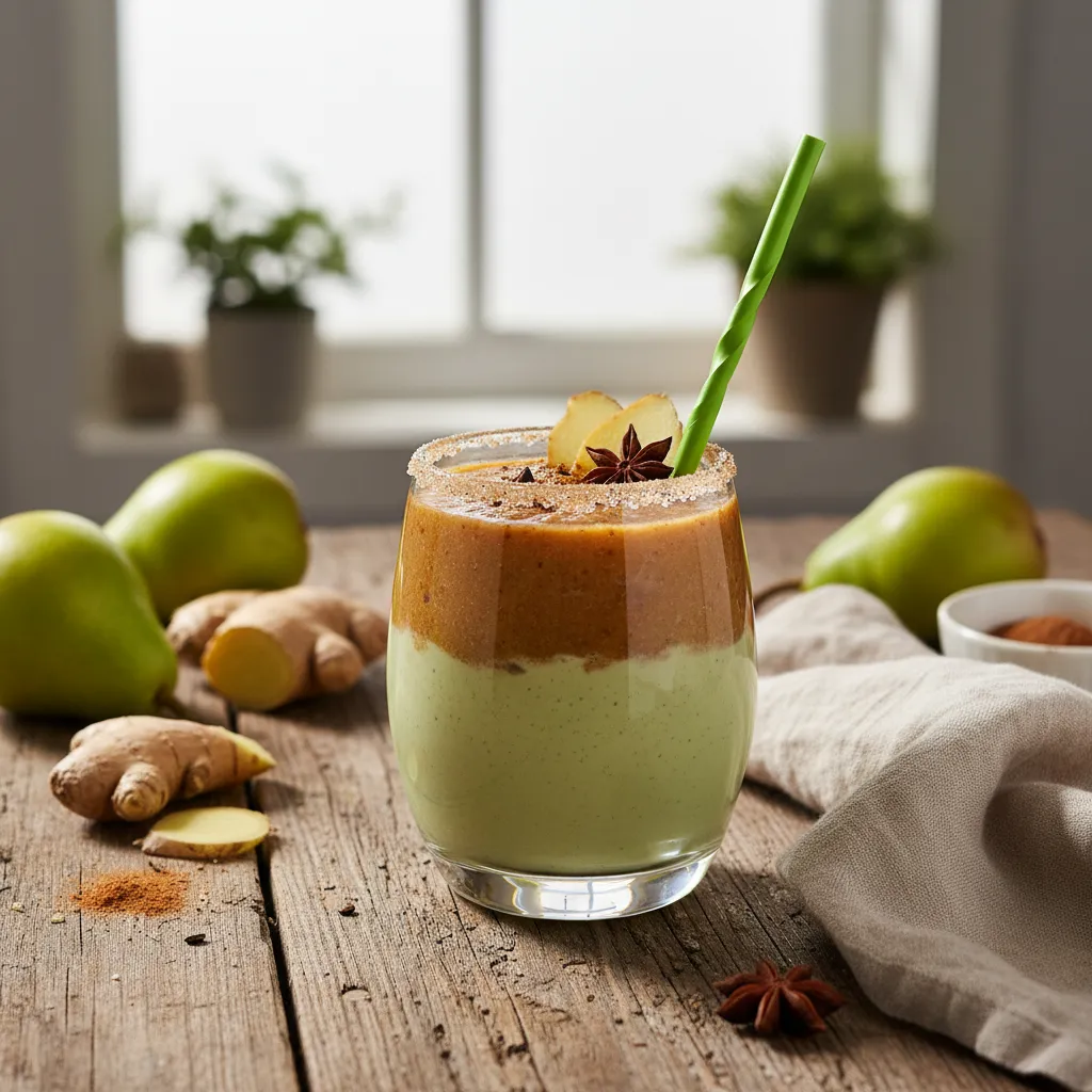 Spiced Ginger Pear and Matcha Smoothie Elixir