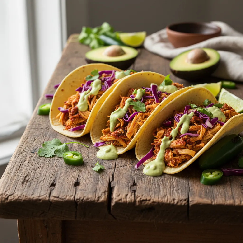 Spiced Jackfruit Tacos with Avocado Lime Crema