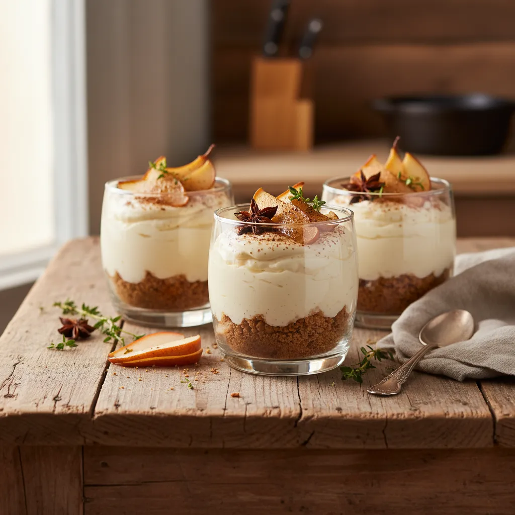 Spiced Maple Pear Vegan Cheesecake Cups