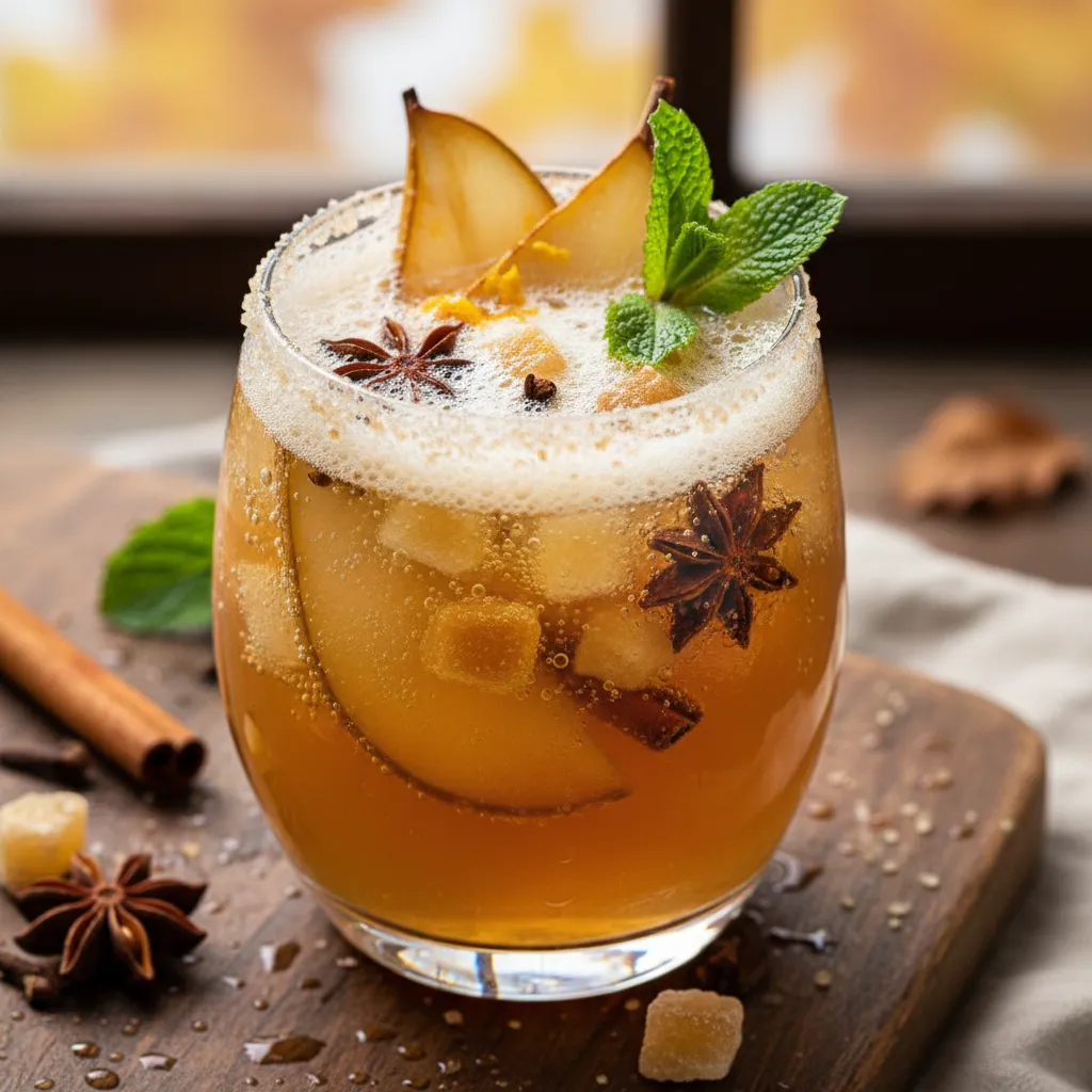 Spiced Pear and Ginger Kombucha Fizz