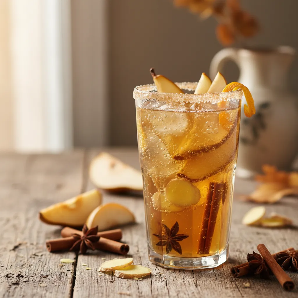 Spiced Pear and Ginger Kombucha Fizz