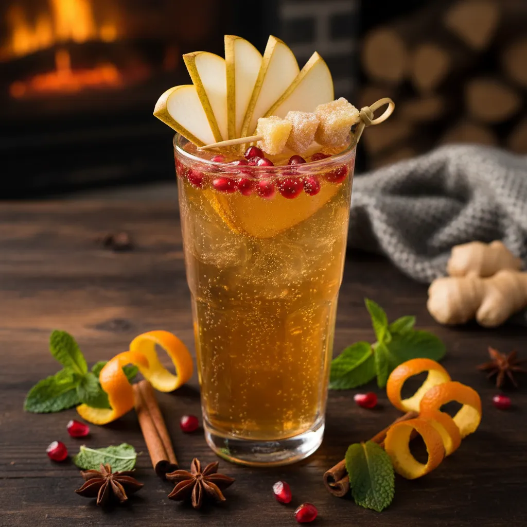 Spiced Pear and Ginger Sparkling Mocktail