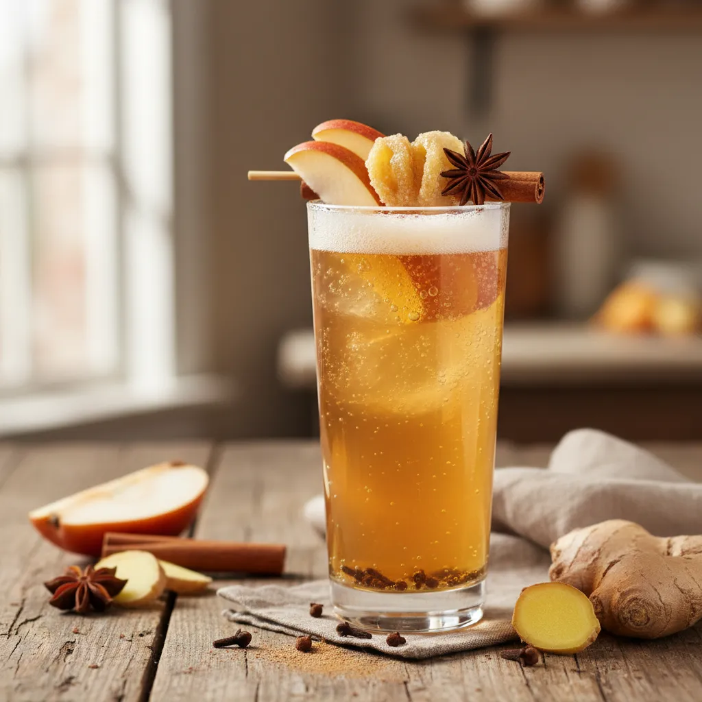 Spiced Pear and Ginger Sparkling Mocktail