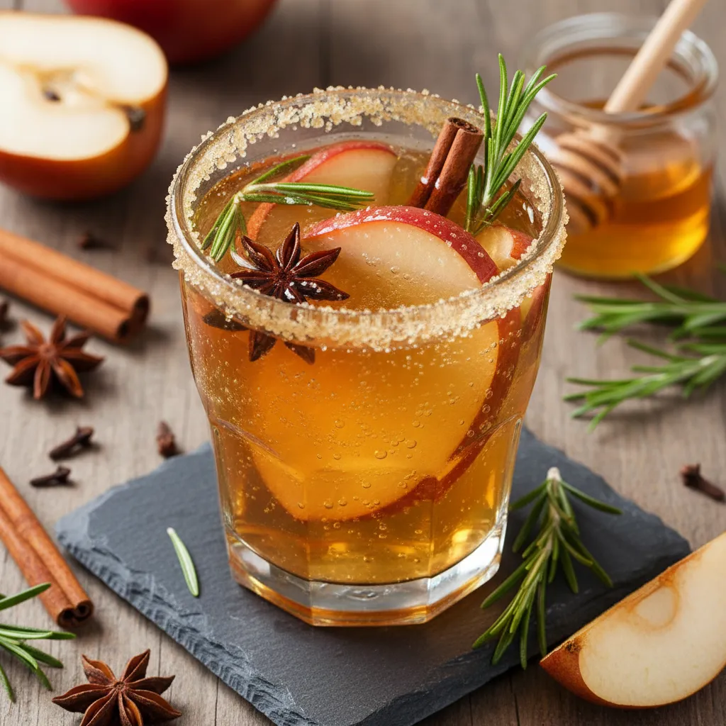 Spiced Pear and Rosemary Infusion with Honey Seltzer