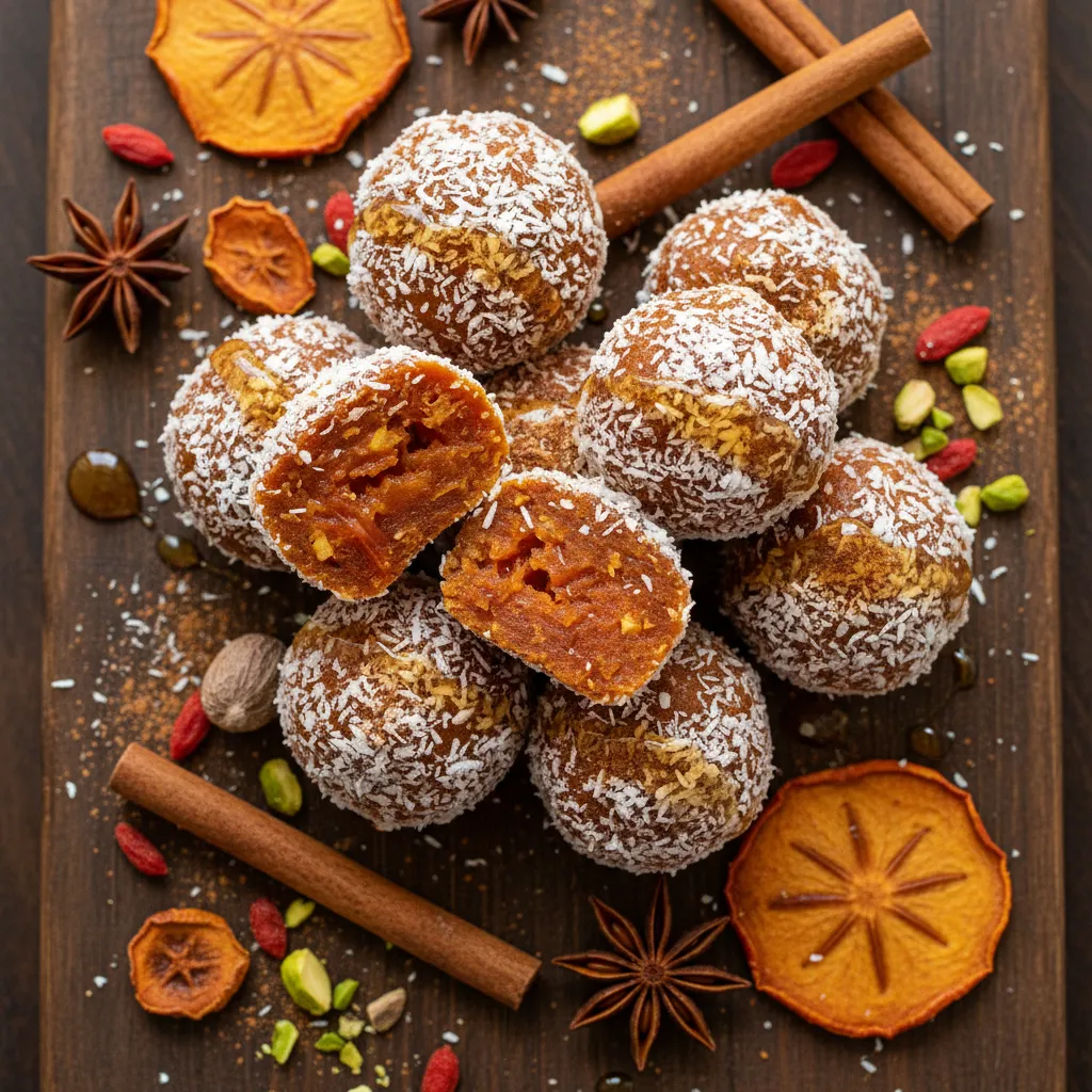 Spiced Persimmon Coconut Energy Bites