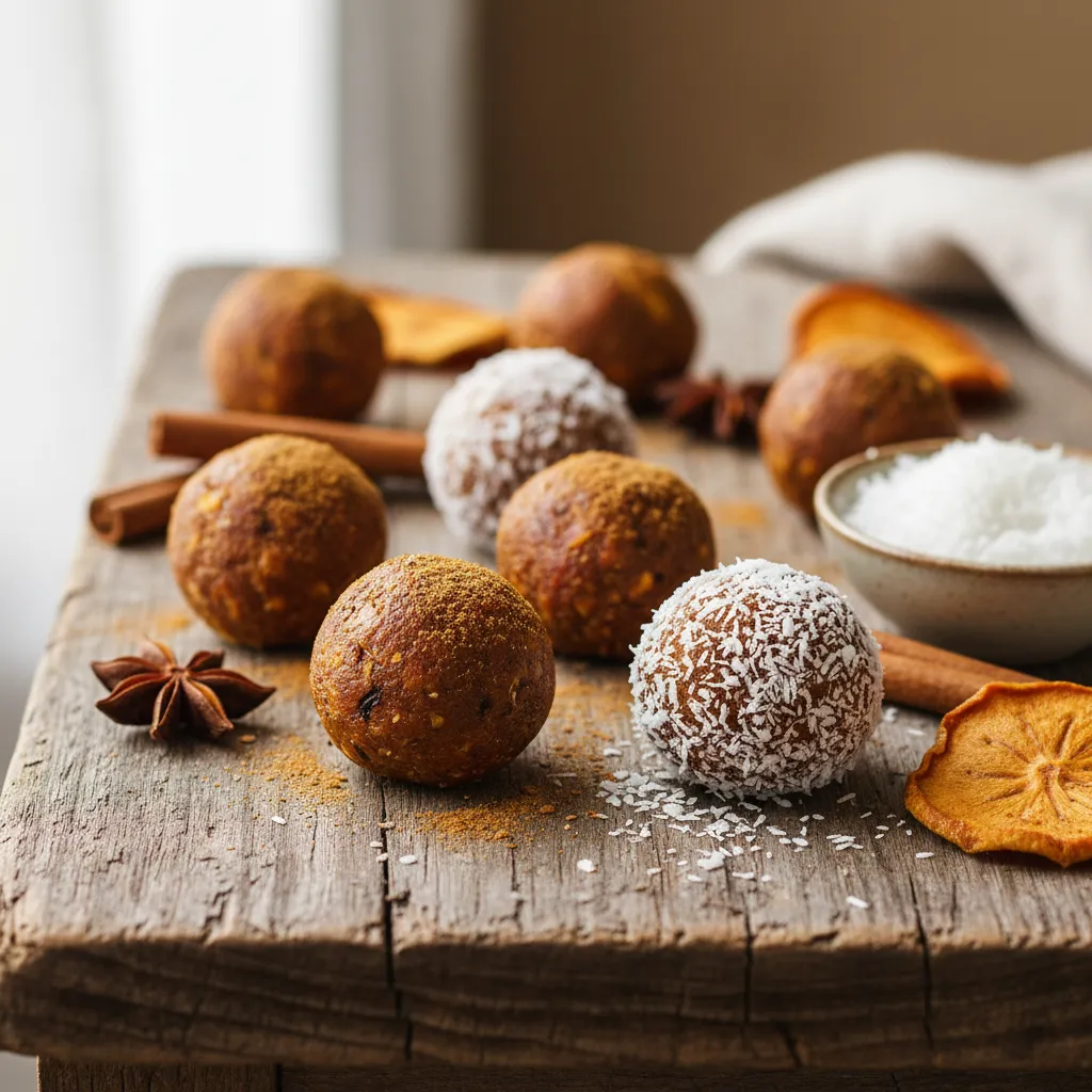 Spiced Persimmon Coconut Energy Bites