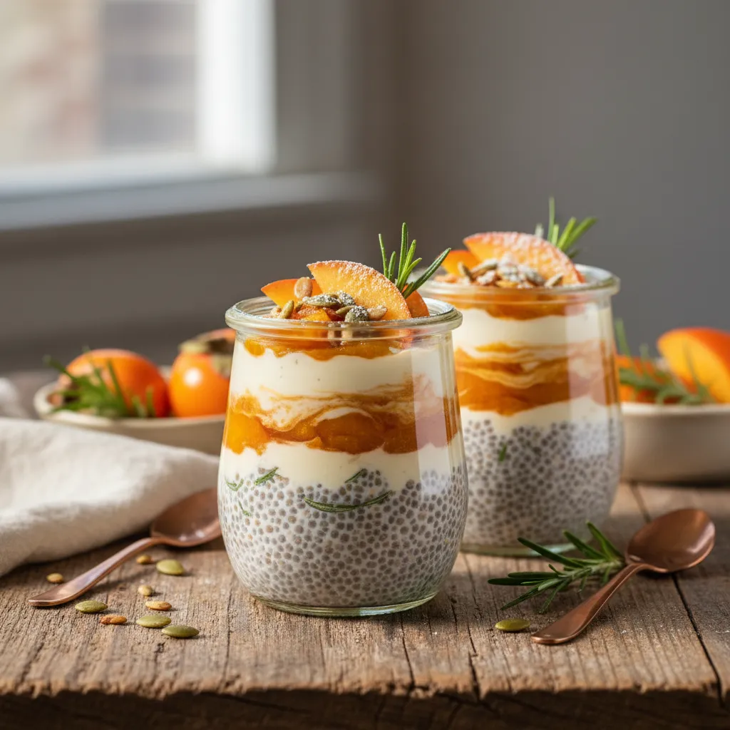 Spiced Persimmon and Rosemary Chia Parfaits