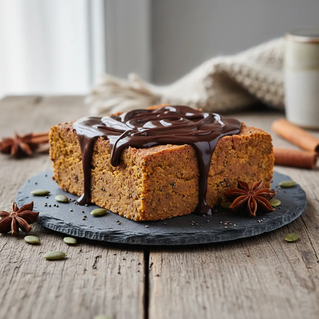 Spiced Pumpkin Chia Energy Fudge with Dark Chocolate Drizzle