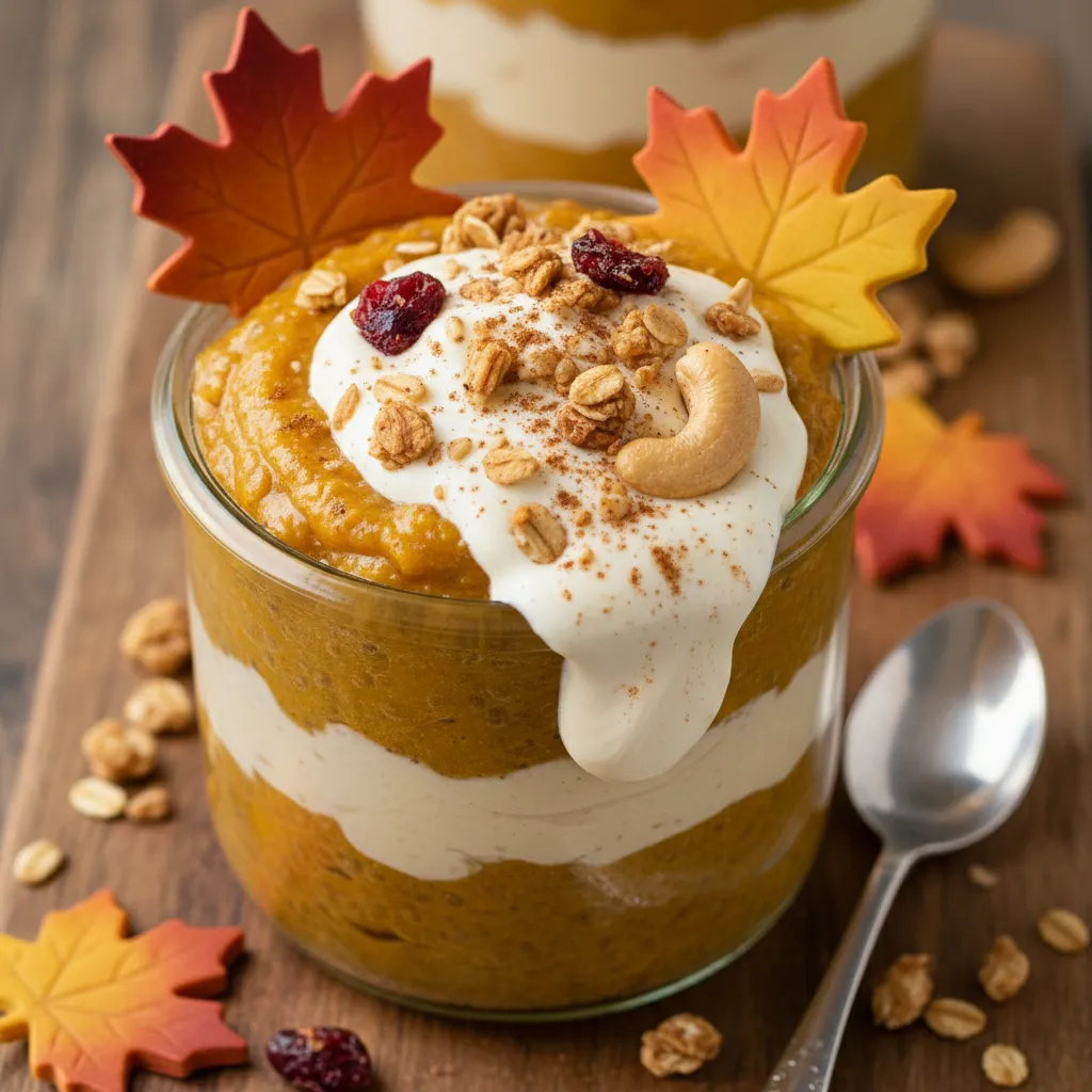 Spiced Pumpkin Chia Pudding Parfait with Maple Cashew Cream