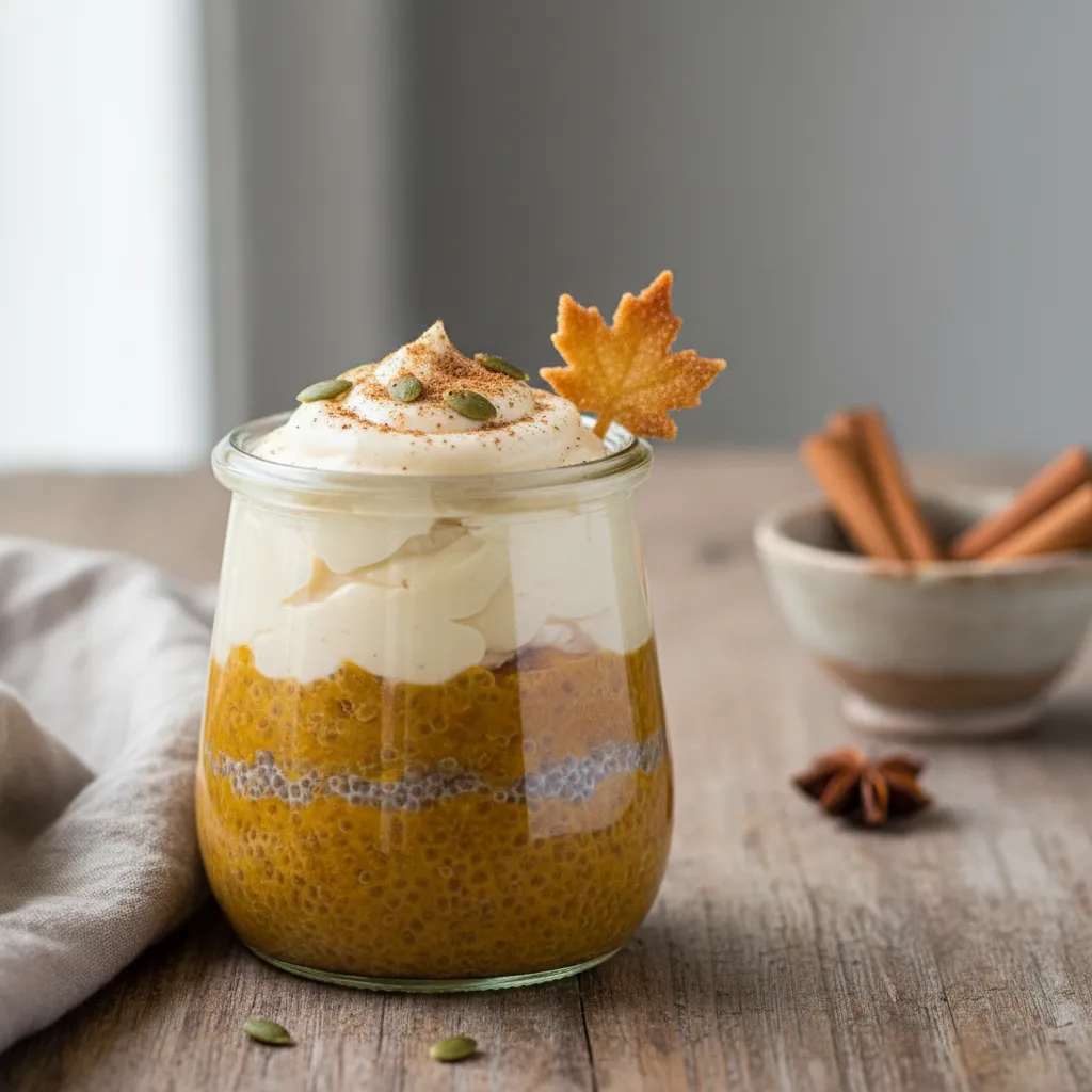 Spiced Pumpkin Chia Pudding Parfait with Maple Cashew Cream