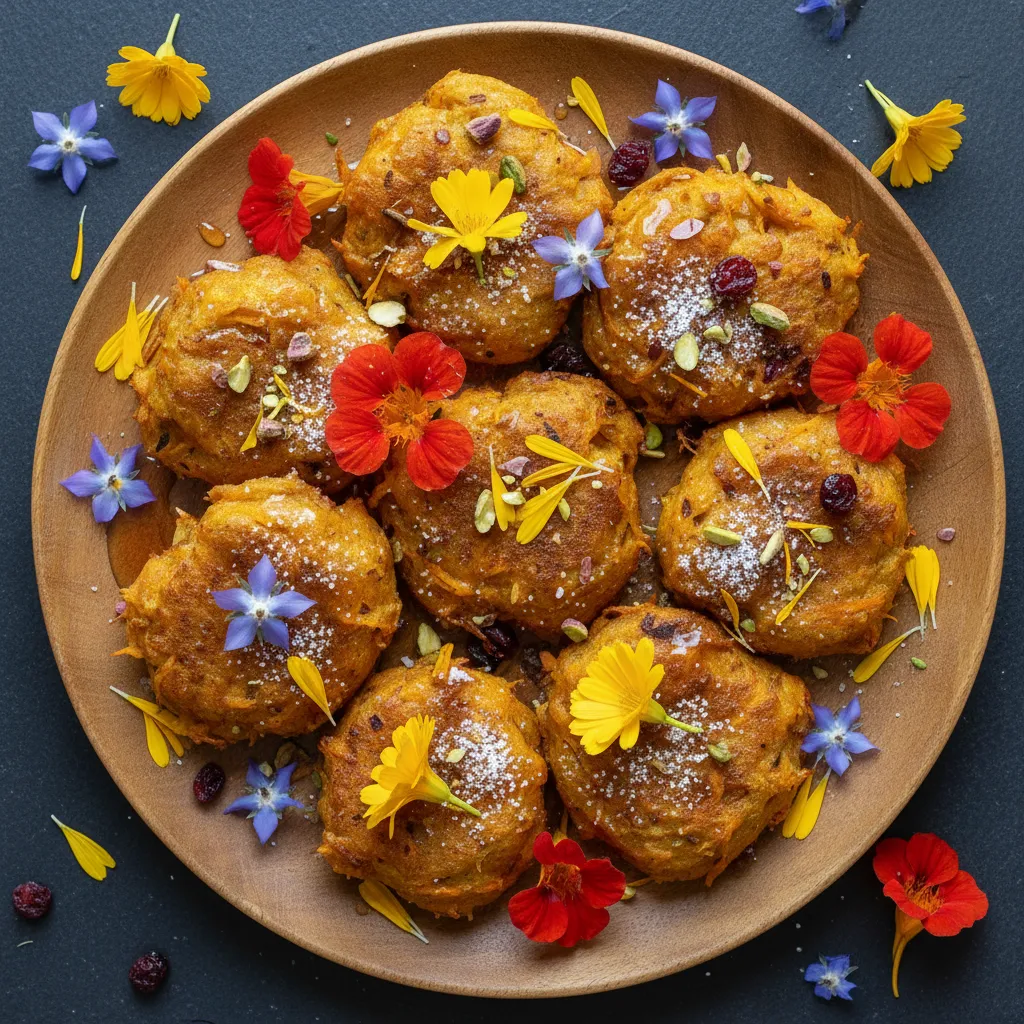 Spiced Pumpkin & Edible Flower Fritters