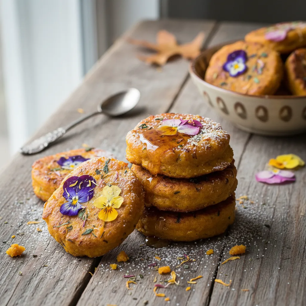 Spiced Pumpkin & Edible Flower Fritters