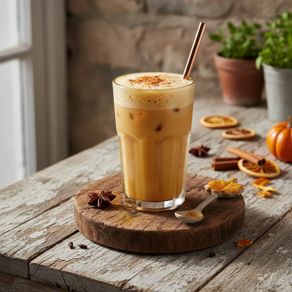 Spiced Pumpkin and Turmeric Iced Latte
